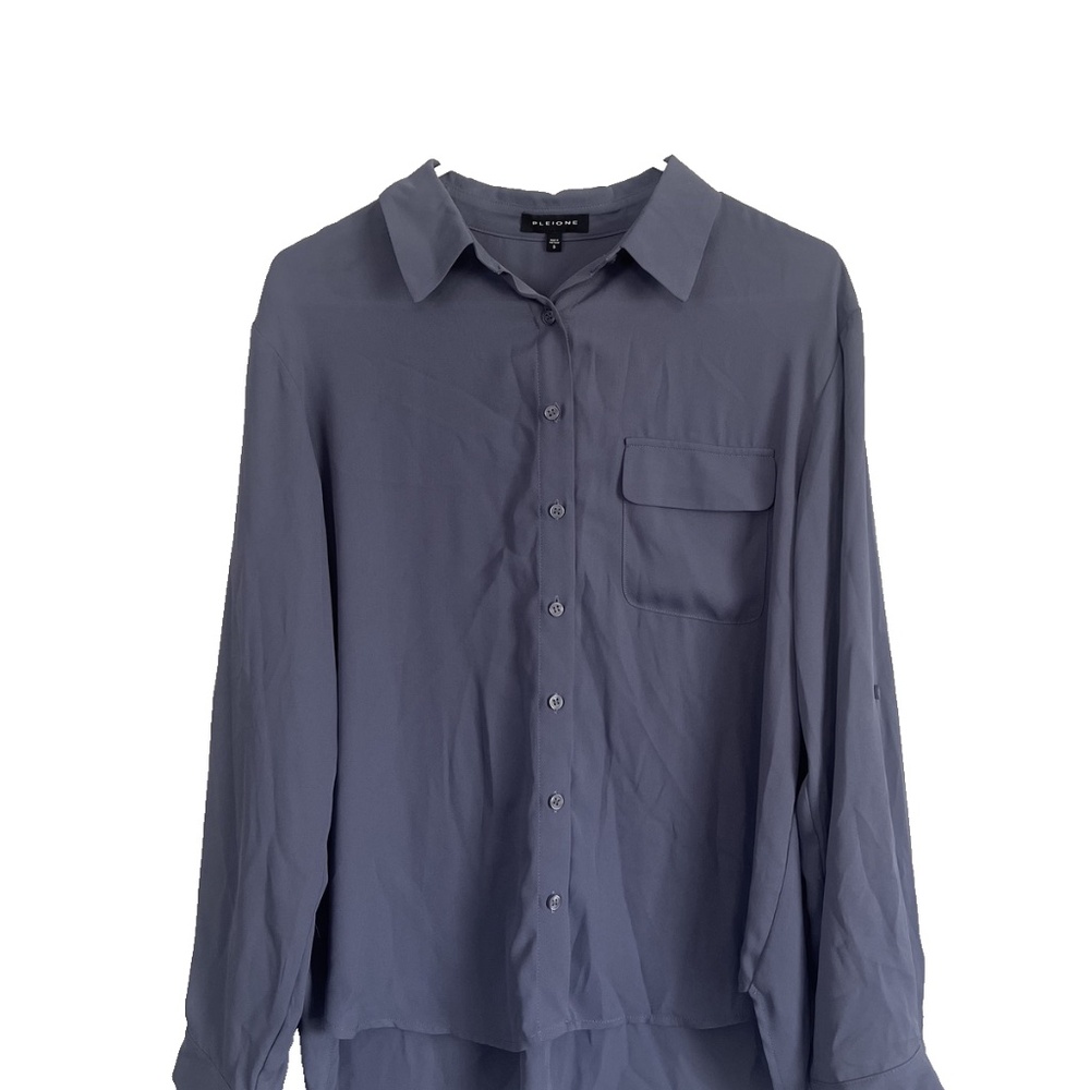 Pleione Anthropologie Women Button Up Top Long Sleeve Chiffon Blouse Size Small